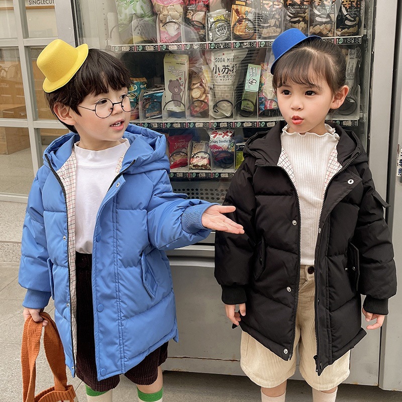 Ropa infantil Abrigo acolchado de algodón para niños abrigo de invierno de longitud media para niños y niñas