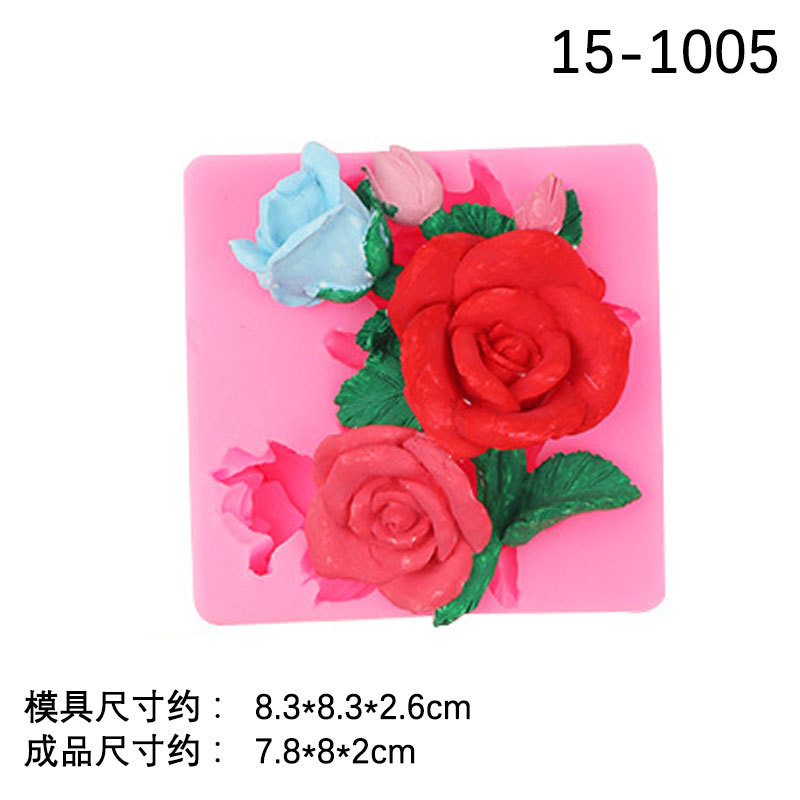 Agujero tridimensional rosa margarita flor brote silicona molde hecho a mano yeso epoxi decoración decorativa molde vela