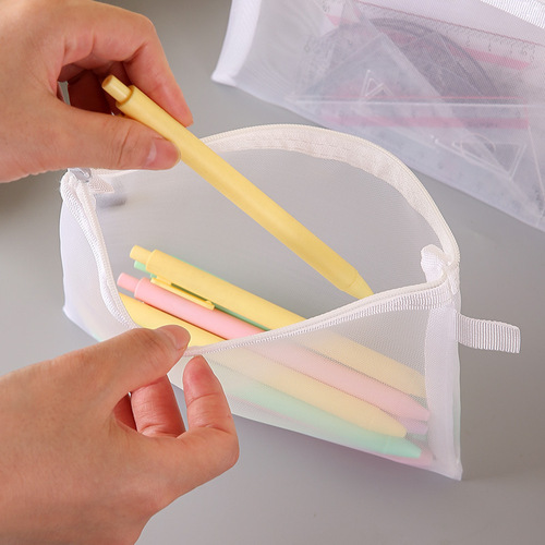 Mesh zipper file bag student stationery file bag thickened multi-specification storage bag portable office receipts