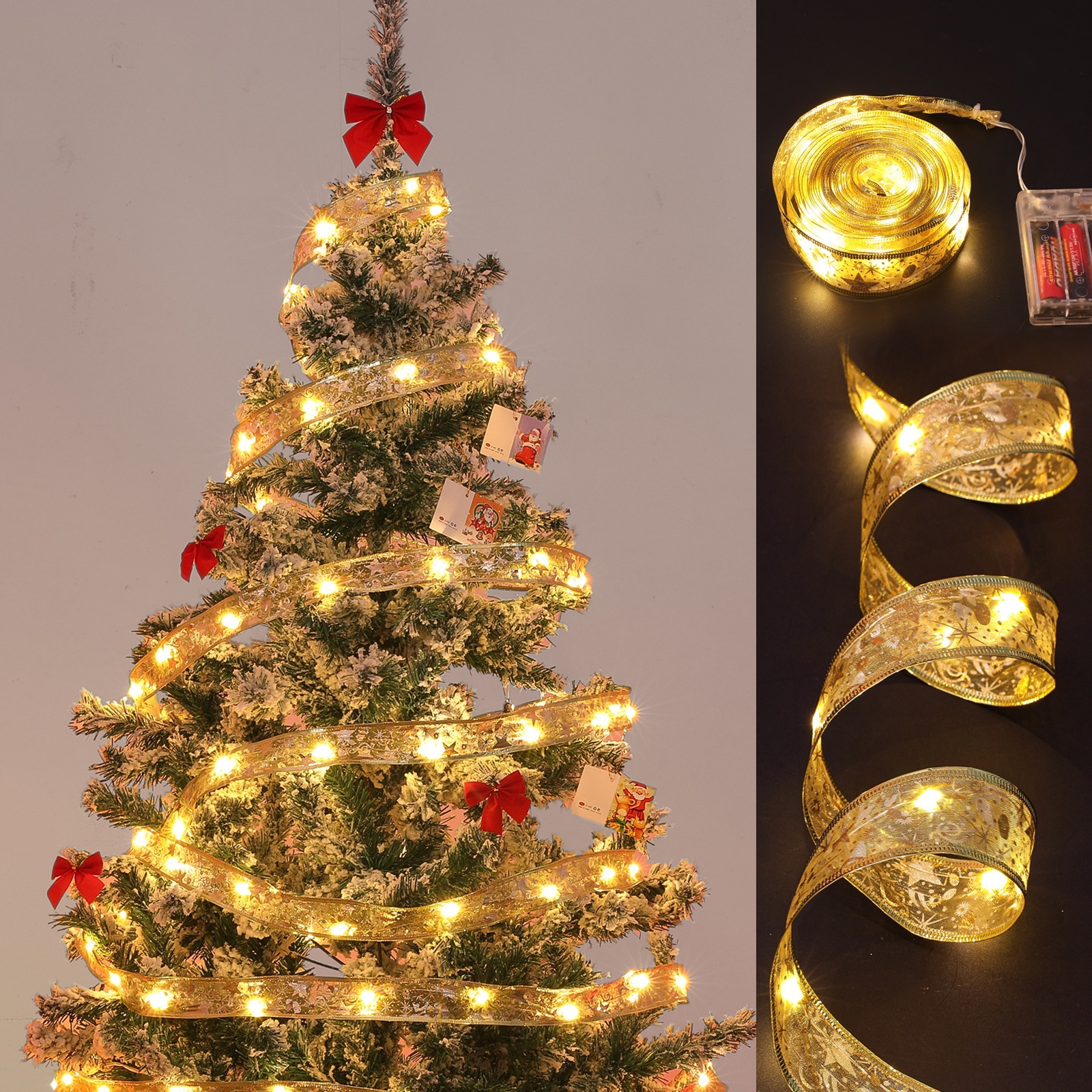 Navidad transfronteriza LED ribbon string de árbol de Navidad atmósfera decoración de arco de aluminio de aluminio estrella de cobre