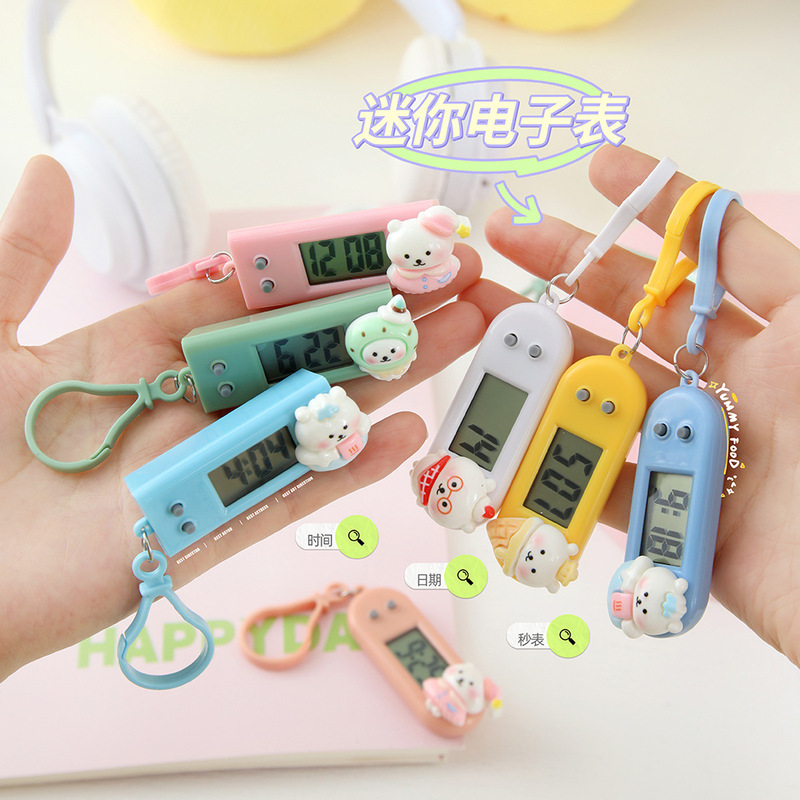 かわいい漫画ミニ電子時計ポータブル小型吊り時計学生仕事研究試験スケジュールサイレントペンダント|undefined