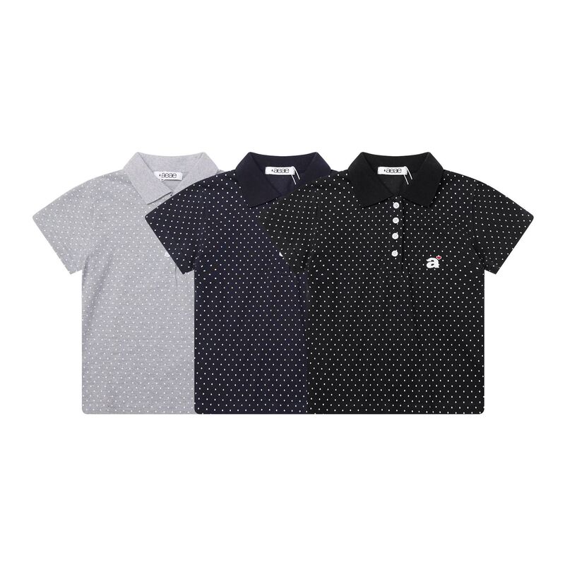 韓国の小衆aeae半袖シンプルなアルファベット刺繍愛poloシャツ襟をめくる波が痩せている学院風tシャツ|undefined