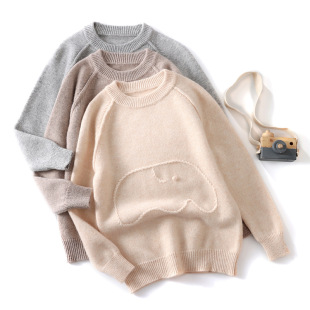 High-Quality, Popular Children's 100% Pure Wool Knitwear with Hand-Embroidered Pullover Tops for Boys and Girls