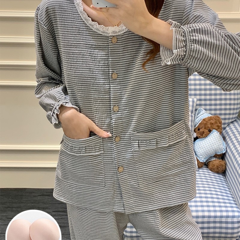 2025年秋季新款睡衣女士云朵棉简约休闲两件套家居服两件套装