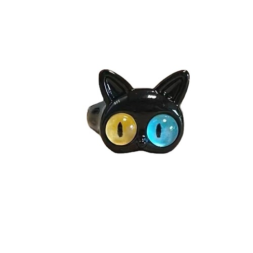Funny black cat small monster ring big-eyed buddy sweet cool cartoon cute sister-in-law couple ring gift accessory
