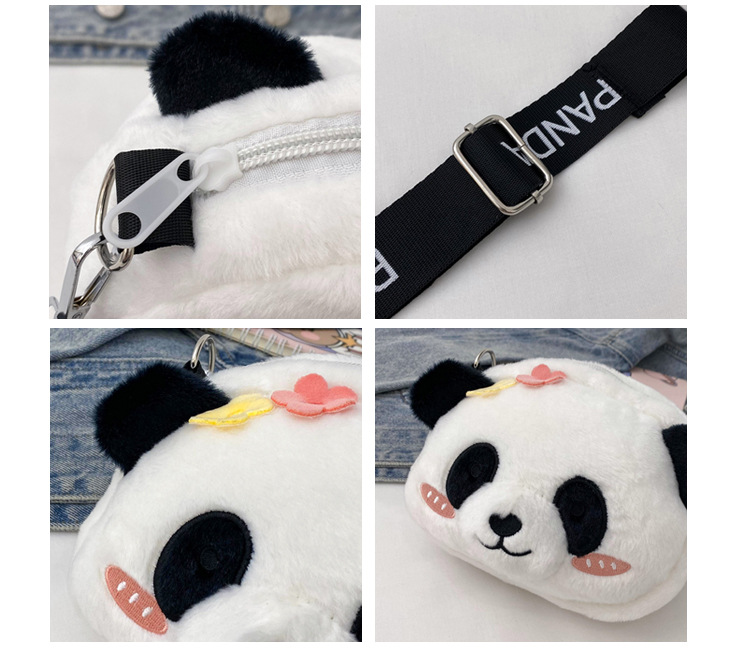 Cute panda plush bag for girls 2024 new trendy Japanese style girl crossbody bag Cartoon soft and cute doll bag undefined