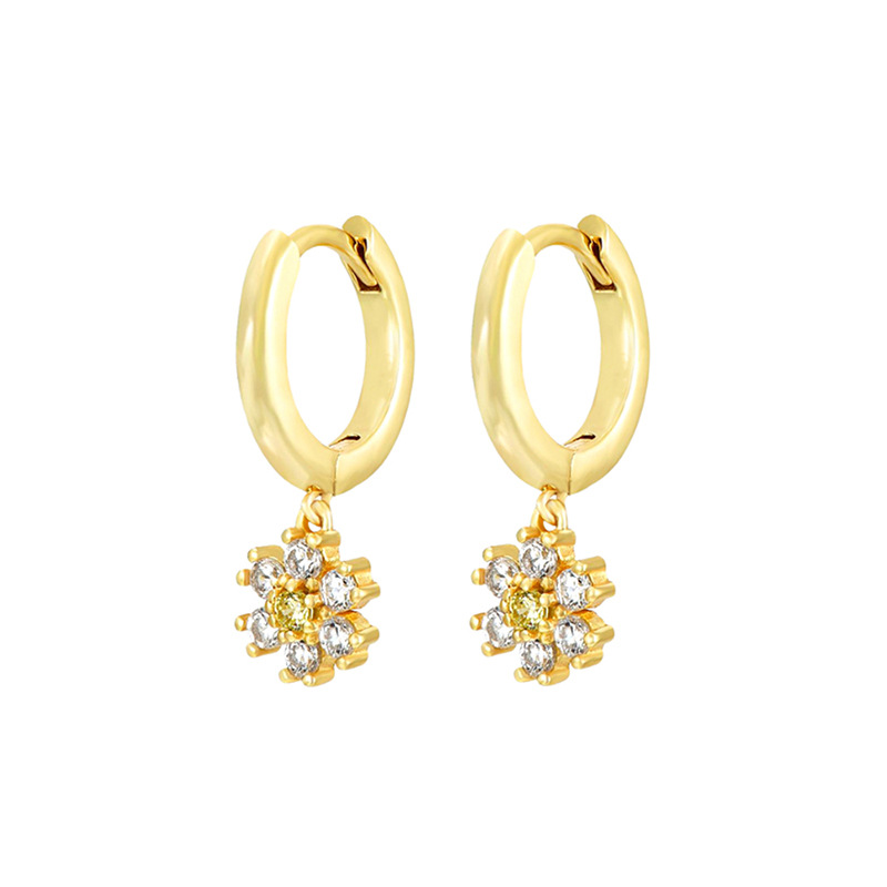 3g Weight Copper Ear Needle Material Zircon Inlay Material Drop Earrings Classification 1 Pair Quantity Holiday, Daily Occasion Copper Material Flower Pattern Women's Gender Inlay Design Simple Style, Classic Style Style 1 Pair Simple Style Classic Style Flower Inlay Copper Zircon Drop Earrings 3