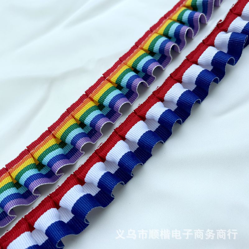 Cinta colorida de 2,5 cm de tres colores con descuento, falda plisada de encaje, accesorios laterales, ropa de muñeca, zapatos, sombreros, material de equipaje