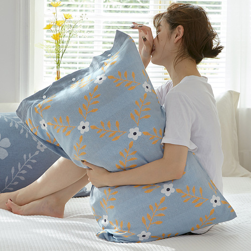 Pure cotton gauze pillowcase, one set of pillow cover, all-inclusive buckle fixed, non-slip, all-in-one cotton pillow cover that will not fall off