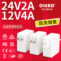24V2A電源アダプタカメラ電源壁式48WCCC認証ランプ監視付き充電器