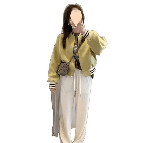 Women's Spring and Autumn Short-Sleeve Baseball Jacket, 2025 New Fashion, Versatile Casual Sport Open Jacket