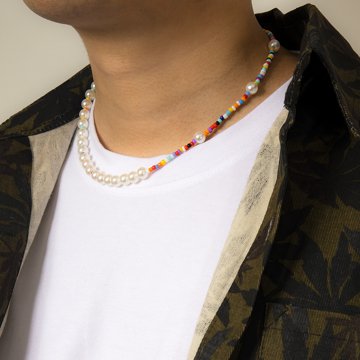 1 Piece Vacation Multicolor Artificial Pearl Seed Bead Beaded Menu0027S Necklace
