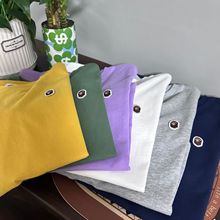 HM1216 2025春简约长袖T猴子纯色刺绣内搭外穿中大童打底衫