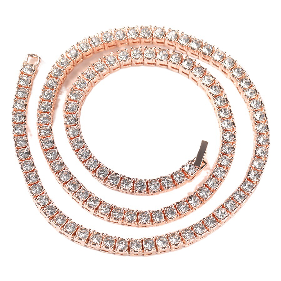 欧米のヒップホップのネックレスの男性の3mm 4mmの合金のドリルの1列のテニスの鎖の金色の銀色のシンプルな組み合わせのアクセサリー