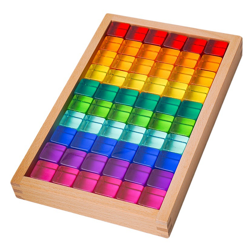 Bloques de construcción acrílico alto cubo transparente juguetes Arco Iris transparente bloques construcción de los niños creativo montaje Juguetes