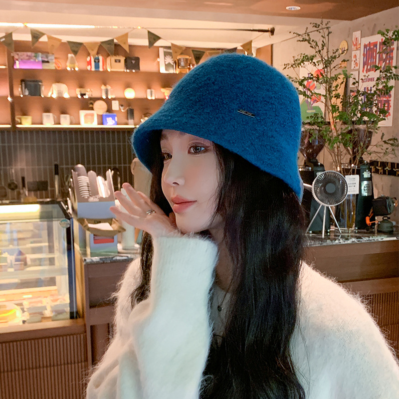 Nuovo cappello da pescatore in lana tinta unita autunno e inverno per viaggi di piacere all'aperto da donna Edizione coreana Vetrina viso piccolo_voghion.com