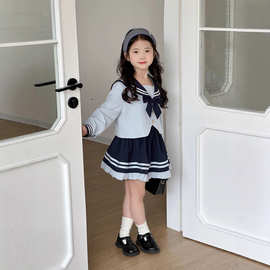 2025春秋季新款儿童洋气海军JK制服套装女童百褶裙学院两件套童装