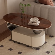轻奢现代简约岩板茶几家用客厅小户型高级储物沙发移动新款边几