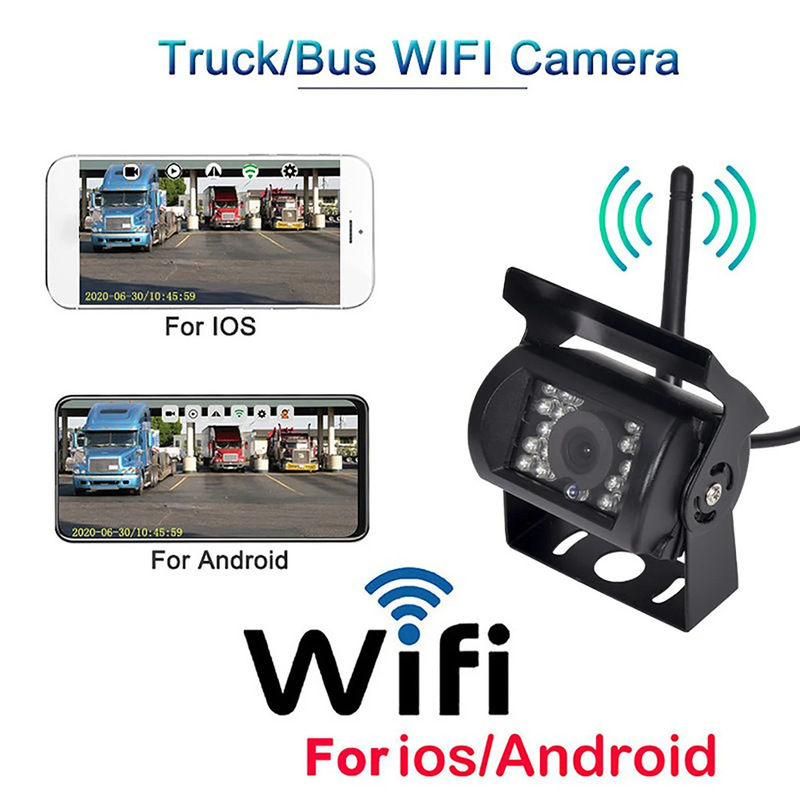 Mobile phone wifi wireless camera truck bus 12V ~ 24V car reversing camera HD waterproof night vision