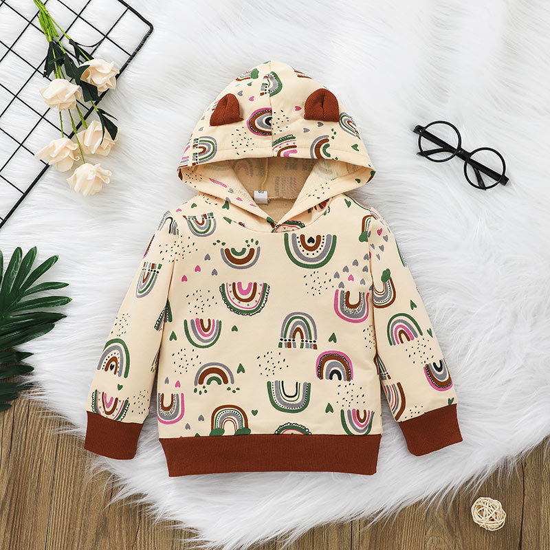 Cartoon Rainbow Print Long-sleeved Children's Top Trousers Two-piece Set Wholesale Nihaojewelry display picture 3