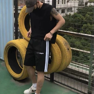 天使复古织带条纹夏季街头休闲时尚短裤情侣同款