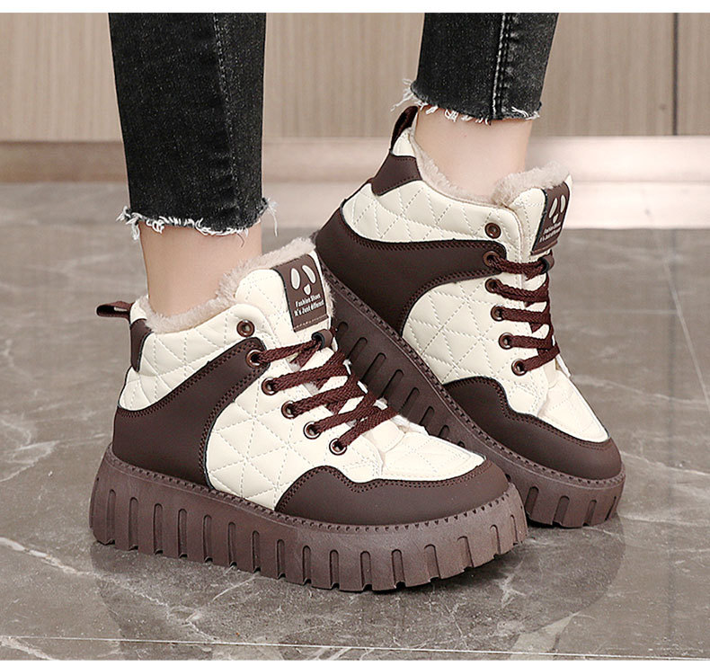 KT2512-2 new 2024 winter thick soled women's shoes with color matching and plush insulation cotton shoes, high top_voghion.com