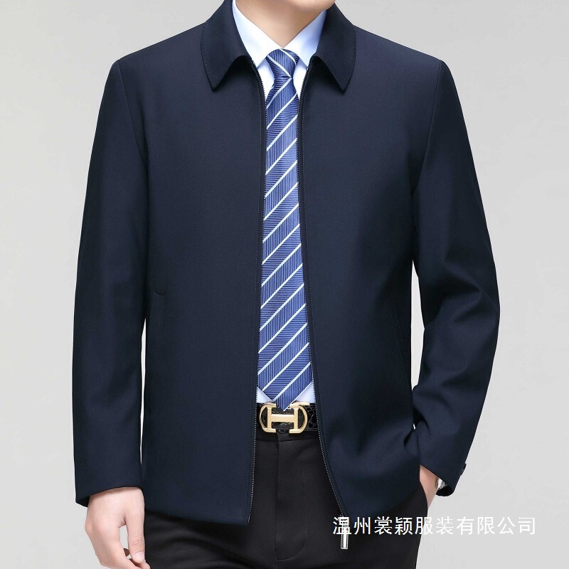 Light Luxury Autumn and Winter Wool Jacket for Men, Middle-Aged and Elderly Dad's Coat, Business Executive Style, Anti-Wrinkle, Wholesale