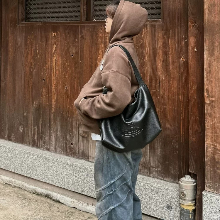 新款西太后土星荔枝纹托特包hobo大容量手提腋下包百搭单肩包|undefined