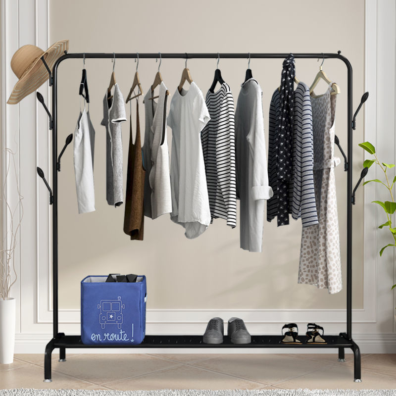 Household Clothes Drying Rack Floor-Standing Balcony Bedroom Folding Coat Rack Single Pole Simple Dormitory Indoor Clothes Rack Wholesale