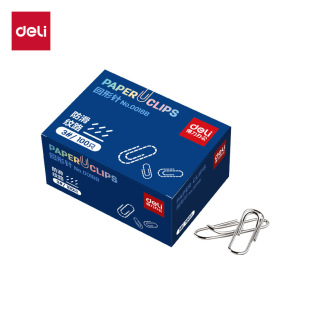 Deli 0018B Office Non-Slip Paper Clips 100 Pieces/Box Nickel-Plated Anti-Rust Paper Clips Drop Shipping