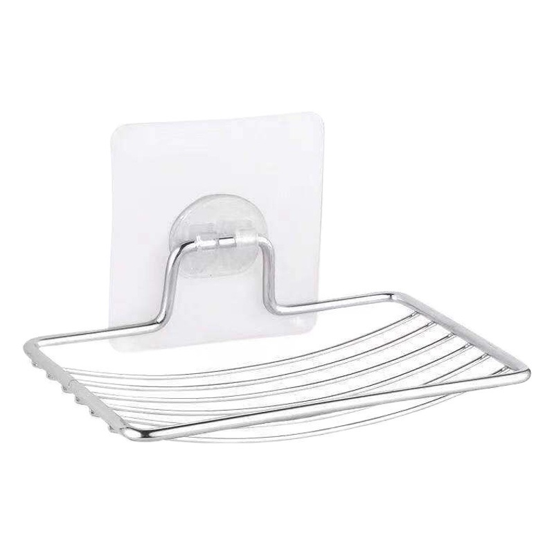 Stainless Steel Soap Dish Bathroom Soap Holder Kitchen Wall-Mounted Drainage Rack No Drilling Required