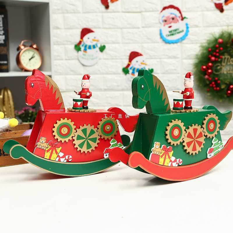 6E3X Regalo de Navidad Mecánico Cector Carrusel Caja de música Madera Niños Novia Regalo de Navidad Péndulo