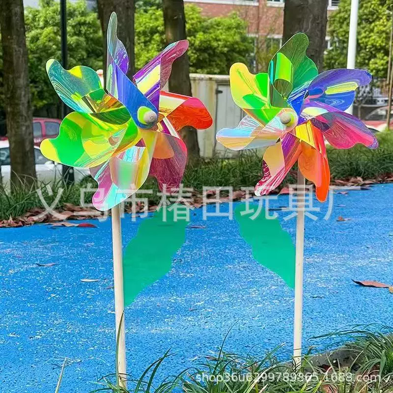 Открытый красочный лазер светоотражающие цветные пленки красочные деревянные ветряные мельницы