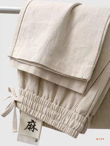 High-end quality! Linen pants for men, summer thin loose straight-leg pants, cotton linen pants for men, casual ramie long pants