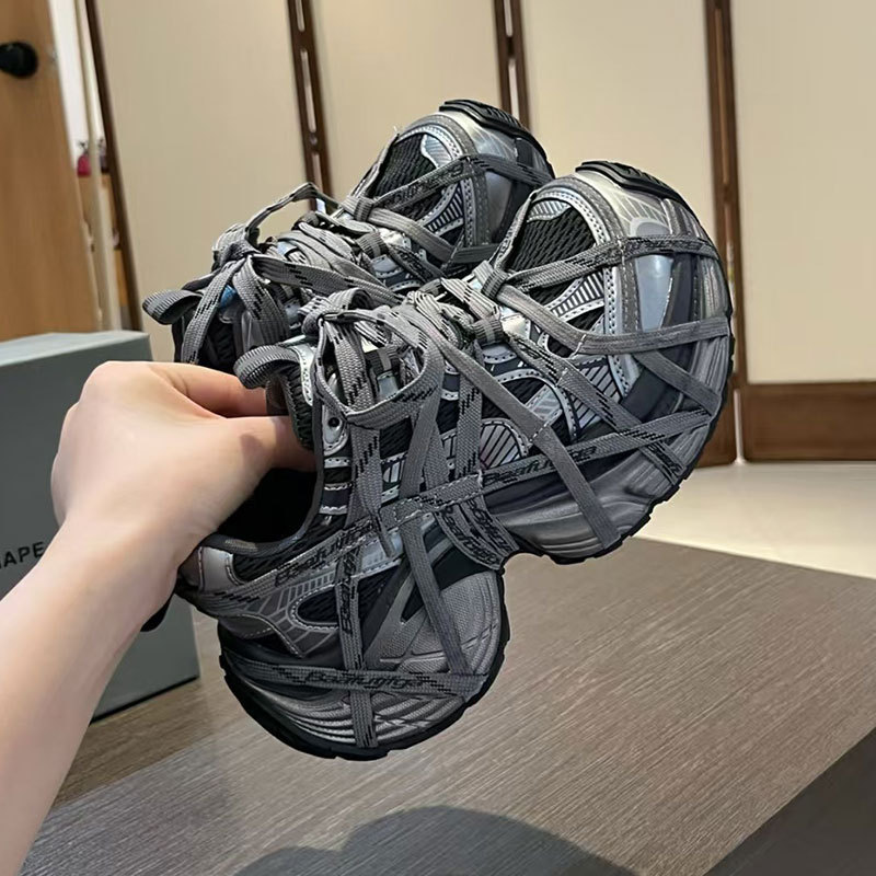 2025新款炸街+蜘蛛网小众ins绑带厚底增高巴黎老爹鞋女校园运动鞋|undefined