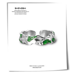 韓版ins風小眾設計不掉色冷淡風高級感斯萊特林蛇院女孩銀戒指女