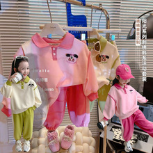 2025新款秋季女童卫衣套装刺绣小动物儿童卫衣两件套