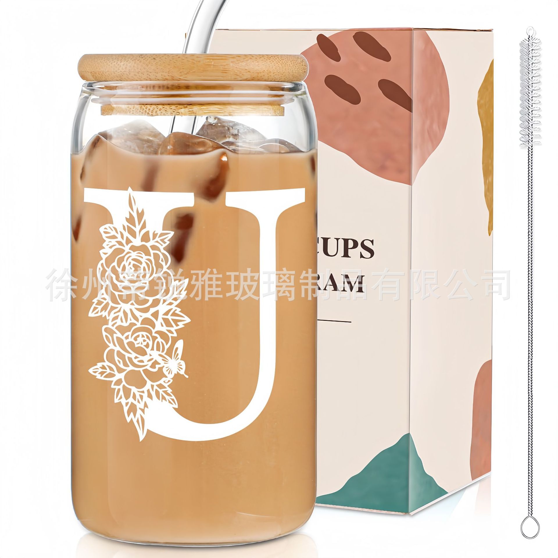 Transfronterizo 16oz Coca-Cola Cup Set con cubierta de paja de alta borosilicona taza de agua de vidrio taza de café de leche taza de vidrio Mason