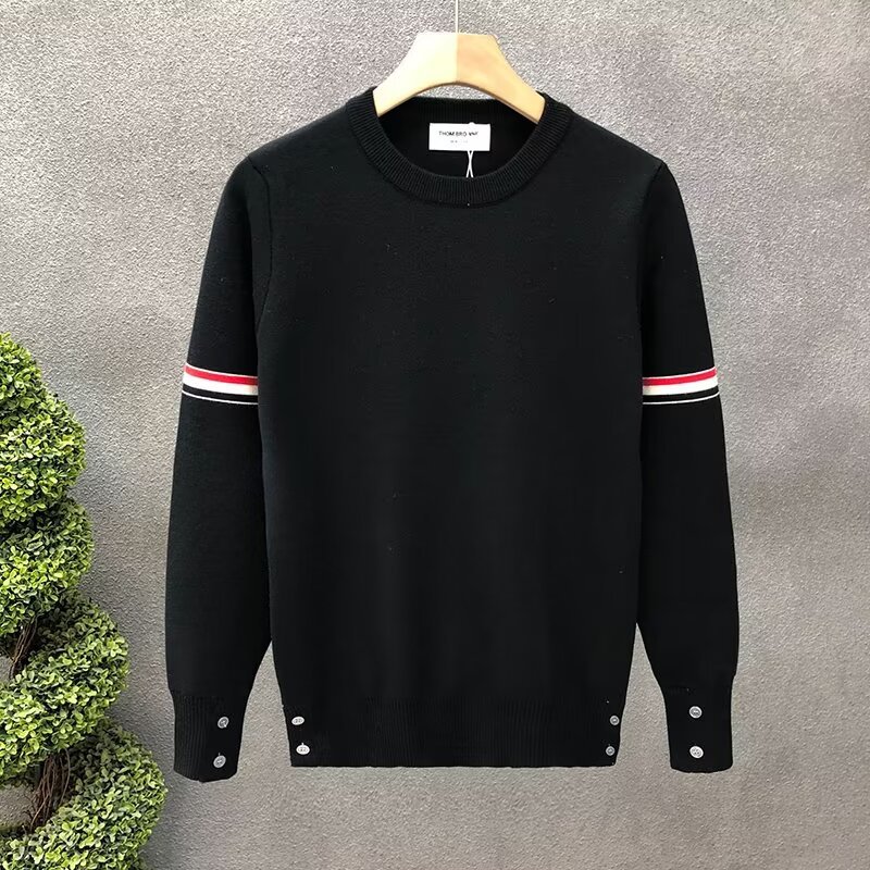 Pull tricoté à col rond blanc de haute qualité, marque tendance, nouvelle chemise de base de luxe légère pour hommes automne et hiver 2024_voghion.com