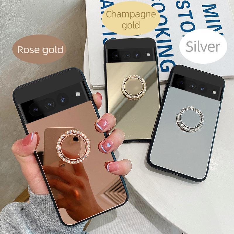 For Google Pixel8 Mirror Phone Case Google 8Pro Ring Buckle Bracket Drop-resistant Protective Shell 6A/7pro