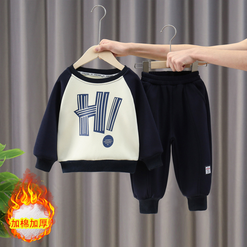 6365 niños más traje de terciopelo ropa de otoño e invierno 2025 nuevo suéter de terciopelo de una pieza para bebés de dos piezas de invierno para niños