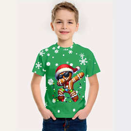 男童夏季时尚新款高品质数码印花短袖圆领T恤上衣