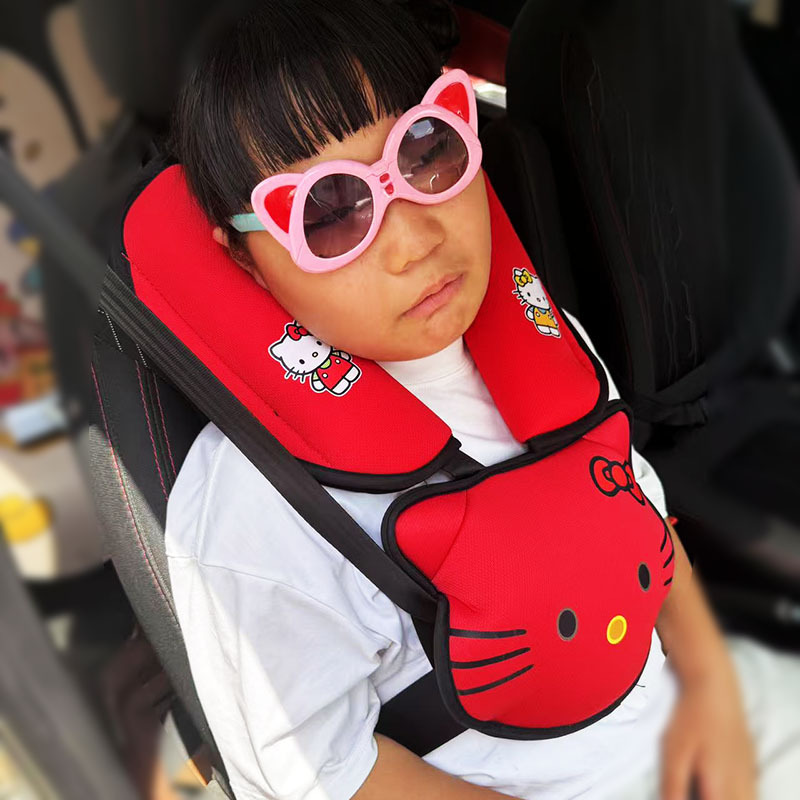 Cat Head Auxiliary Safety Belt Limiter Holder, Car Kids Safety Belt Adjustment Anti-Stranglehold Shoulder Protector