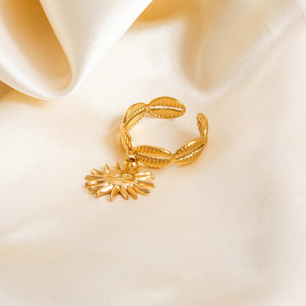 4g Weight Open Rings Classification Adjustable Ring Size 1 Piece Quantity Casual, Holiday Occasion 304 Stainless Steel Material Starfish, Shell, Fish Pattern Women's Gender Plating Design Marine Style Style Gold Color Marine Style Starfish Shell Fish 304 Stainless Steel Plating Women's Open Rings 13