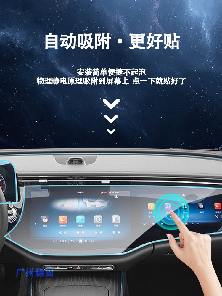 Suitable for 25 Models of Mercedes-Benz E-Class Screen Tempered Film, E300L Navigation Integrated Screen Protective Film, E260L Interior Tpu Film