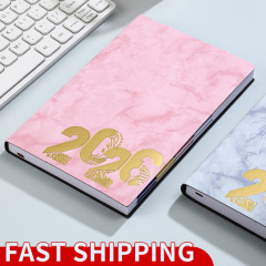 2026年英語版クロスボーダー手帳 大理石柄365日プランナー年間カレンダー手帳プランナー効率化マニュアル
