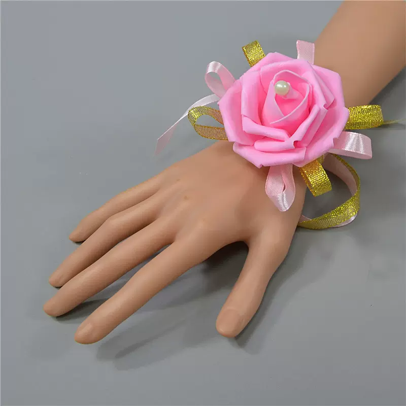 韩式珍珠手腕花批发系带姐妹花婚庆用品唯美伴娘团腕花舞蹈道具