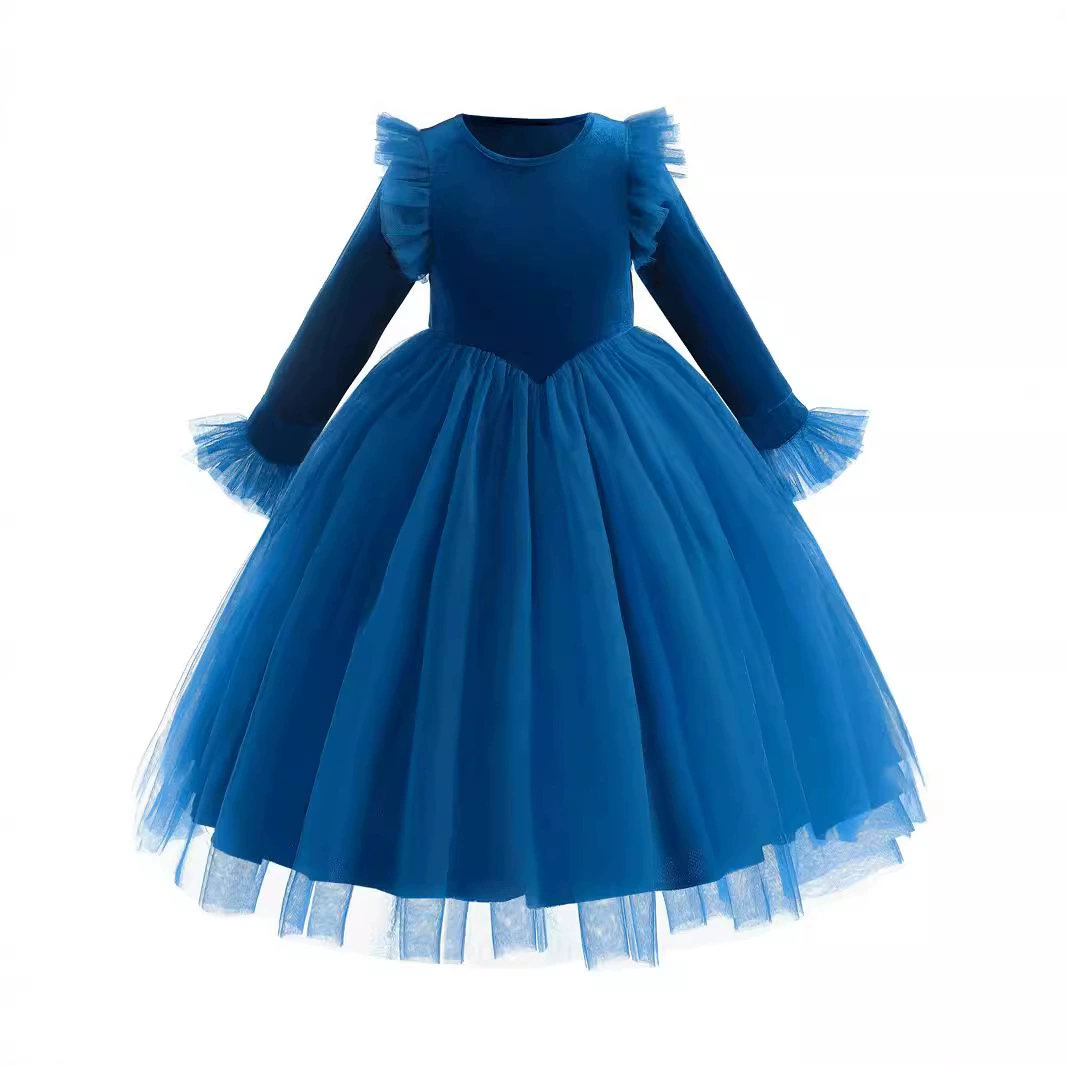 Evening dress, velvet skirt, small princess costume, long-sleeve, Amazon