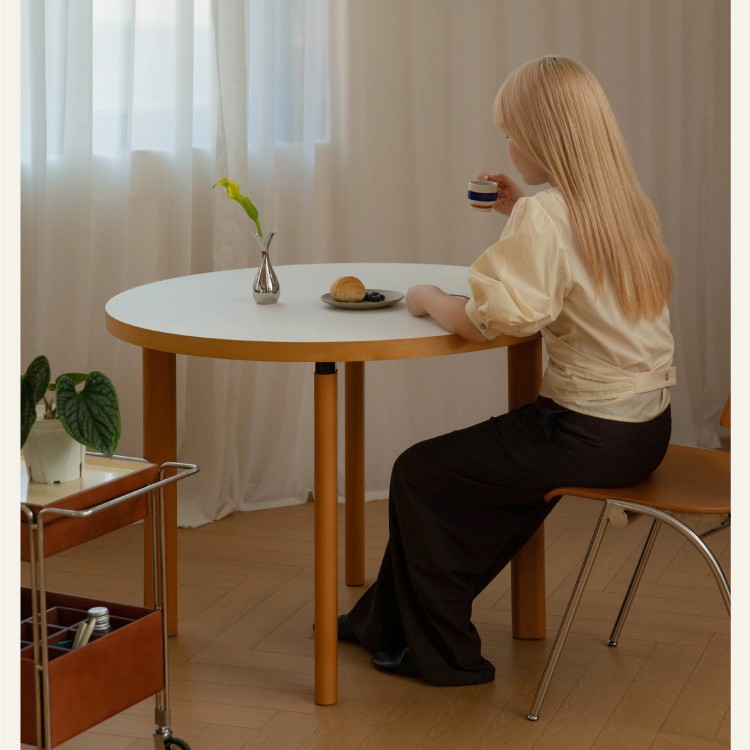 Mesa de comedor redonda retro, sala de estar para el hogar, escritorio de apartamento pequeño, escritorio, mesa redonda estándar, mesa de comedor a juego de colores nórdicos