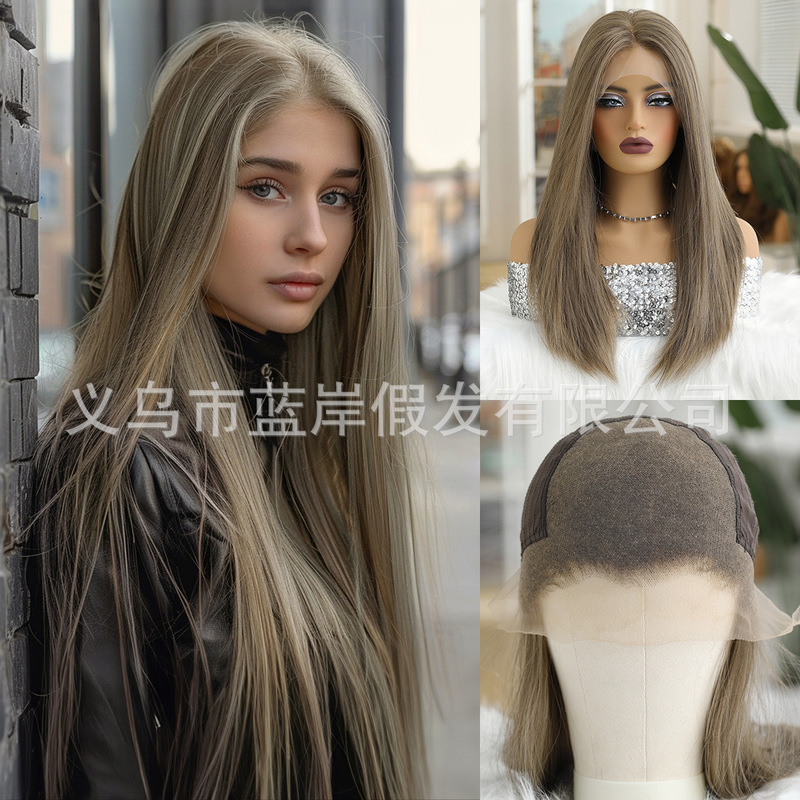 Lace wig 13*6 large area hand-woven Futura long straight hair randomly sewn lace full head cover